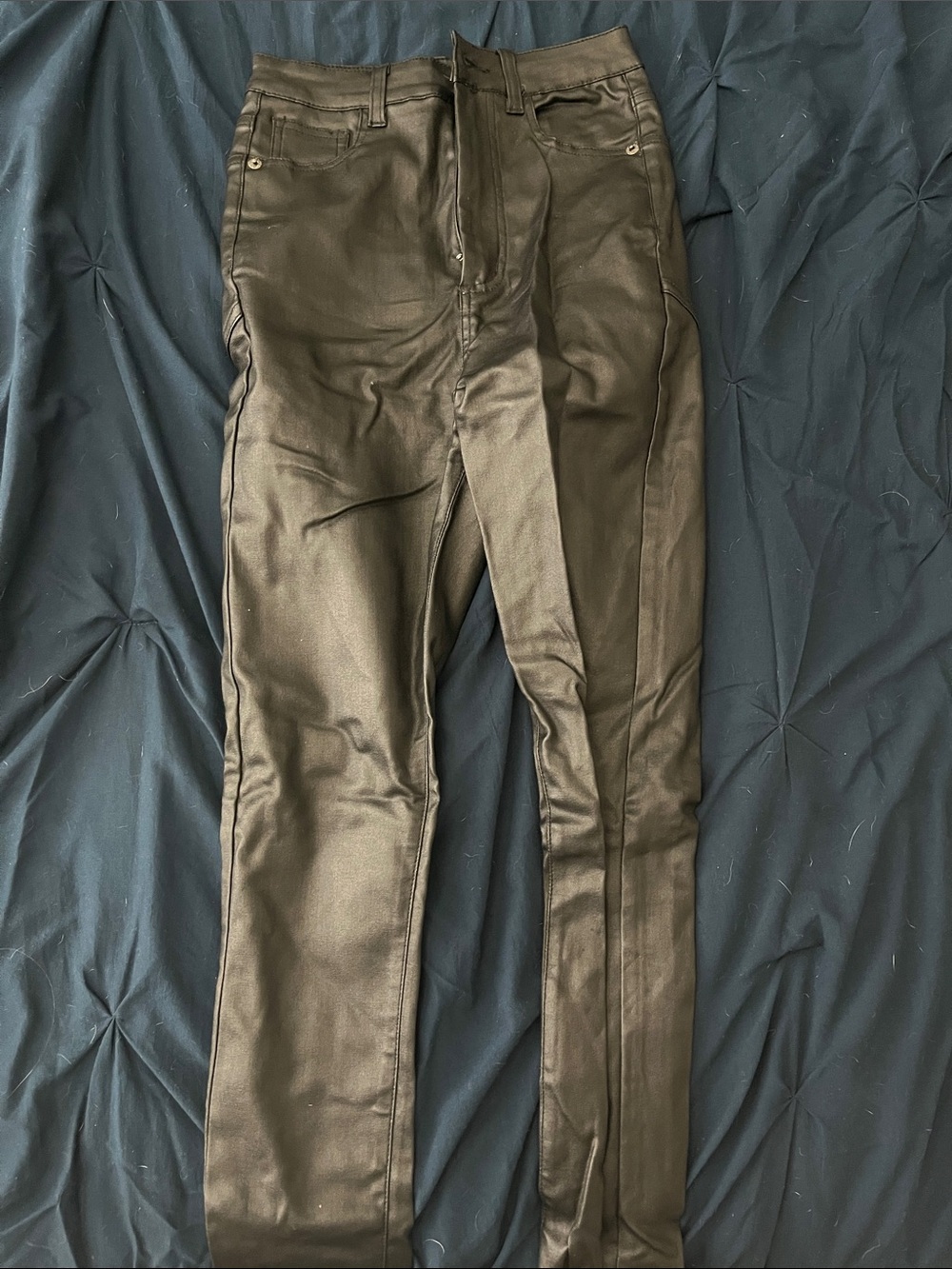 Women's Black Highwaisted Faux Leather Pants
